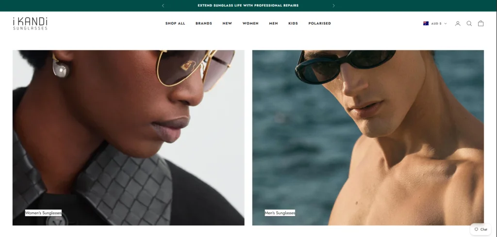 Ikandi Sunglasses portfolio project preview
